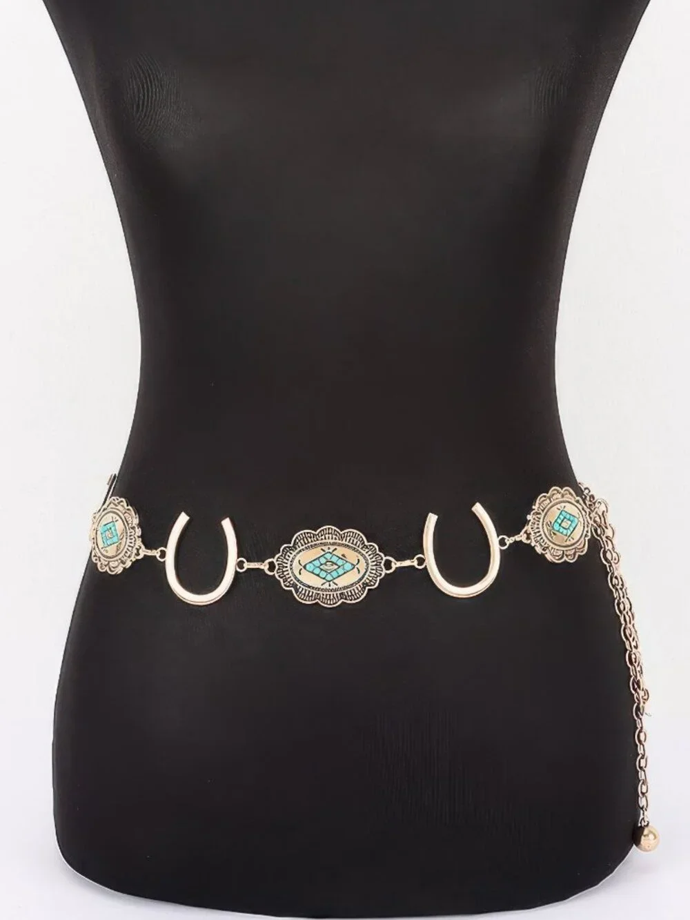 Western Horseshoe Concho Chain Belt